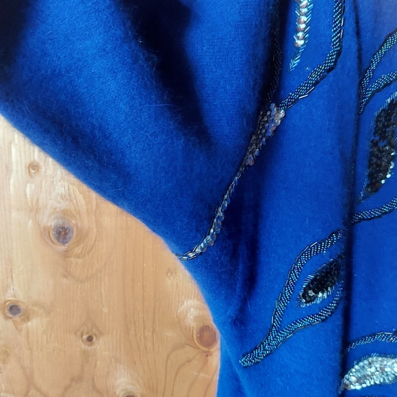 Cee Gee By Sue Wong Vintage Cobalt Blue Lambswool Blend Sweater Dress - Picture 10 of 14